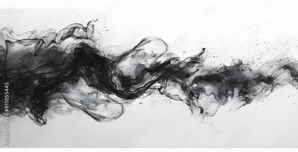 Black ink in water. Toxic black smoke movement on white background Black ink in water. Toxic black smoke movement on white background