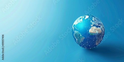Earth globe with global network connection on blue background.