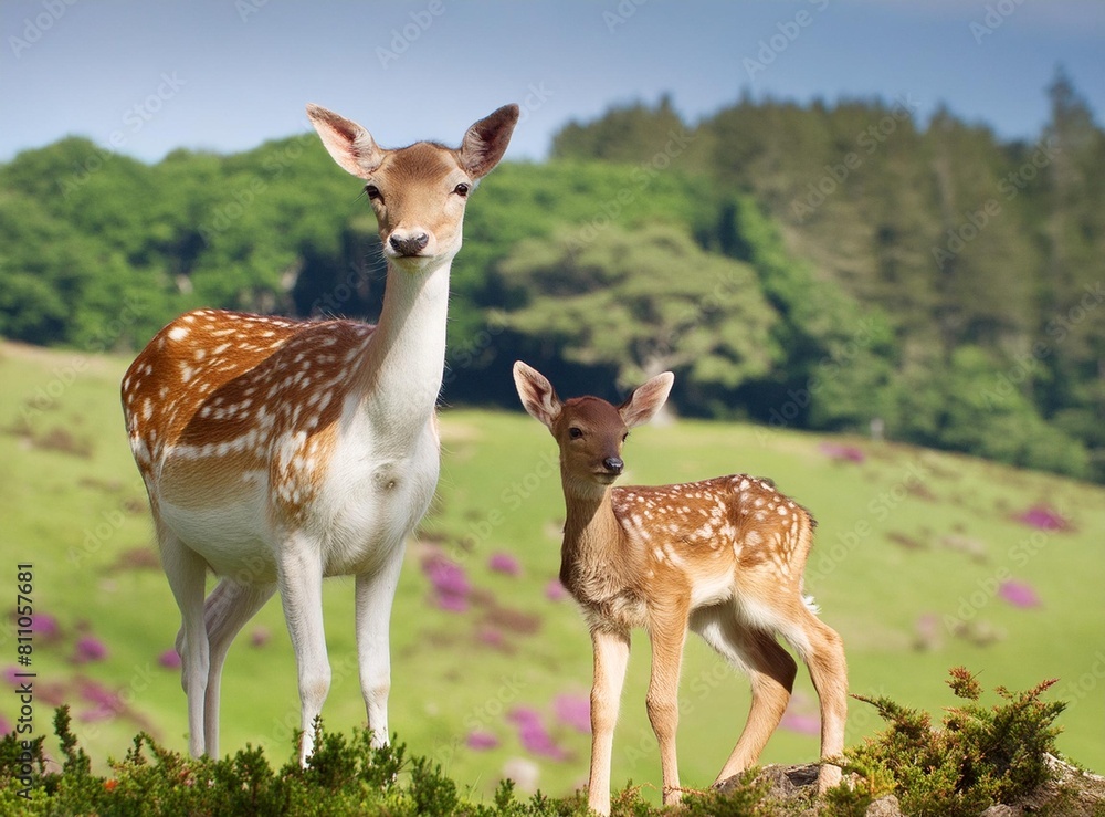 Doe and fawn fallow deer