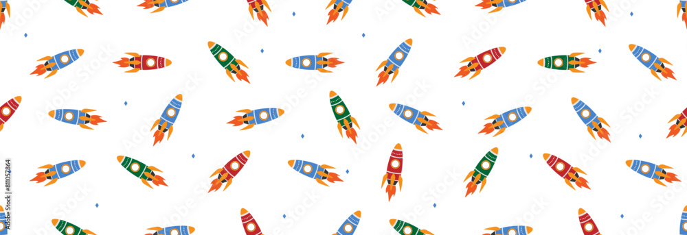 Many rockets in outer space, seamless pattern. Many rockets in outer space, seamless pattern.