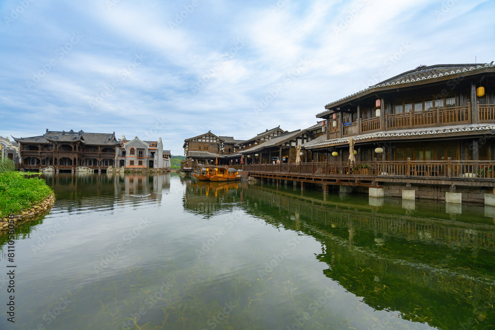 Obraz premium the beautiful ancient town of Lizhuang on the lake, Yibin City, Sichuan Province, China