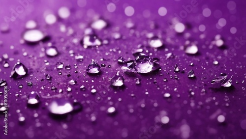 Realistic water droplets on purple background design wallpaper