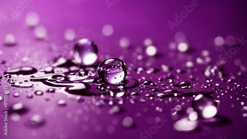 Realistic water droplets on purple background design wallpaper
