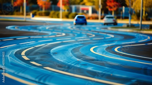 Urban driving inspired abstract patterns car tire tracks and road markings influence