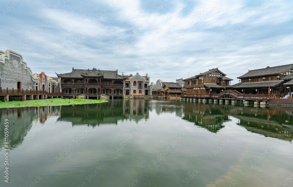 Obraz premium the beautiful ancient town of Lizhuang on the lake, Yibin City, Sichuan Province, China