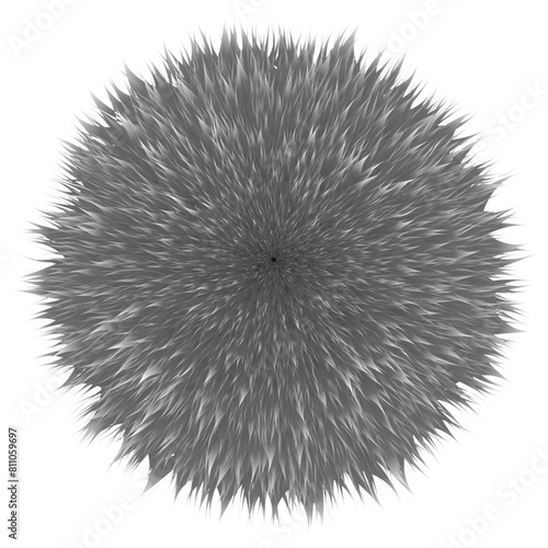 3D Furry Hairy Texture isolated transparent background. 3D vector Shaggy ball. Fuzz circle for web and social media design. EPS 10 photo