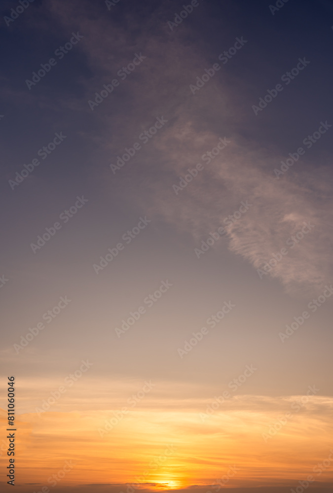 Sunset sky vertical, Evening sky clouds with Orange sunlight 