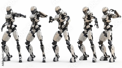 image of a group of robots in different poses on a white background