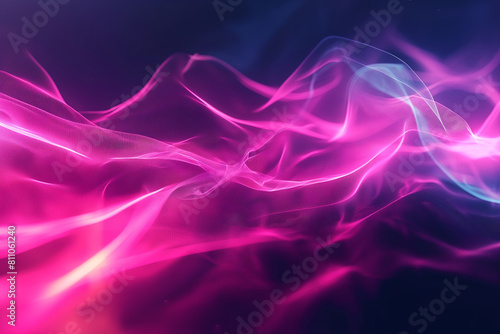 Neon pink glowing abstract background. Futuristic radiance. Shiny effect wave illustration. Blurred refraction light.