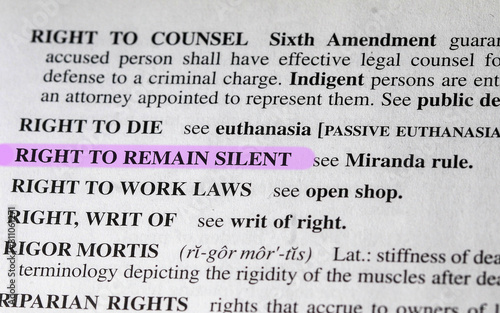 close up photo of the words right to remain silent