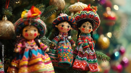 Mexican Christmas Traditions Dolls and Festive Trees photo