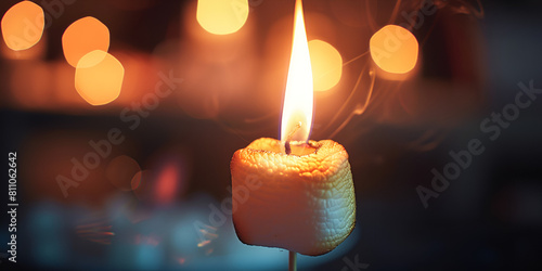 Halloween night,burning candle, graphy, All Halloween Evening,on blurred bokeh background, photo