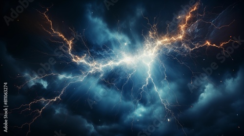 An Electrifying Spectacle  Lightning Bolt Illuminating the Night Sky