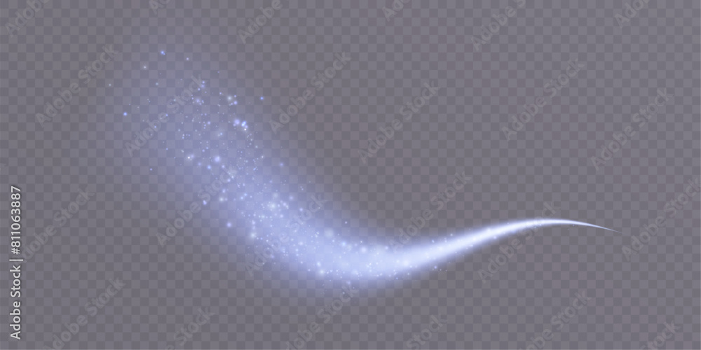 Fototapeta premium Vector shiny Christmas light wave design element with sparkle effect on transparent background for vector illustration.