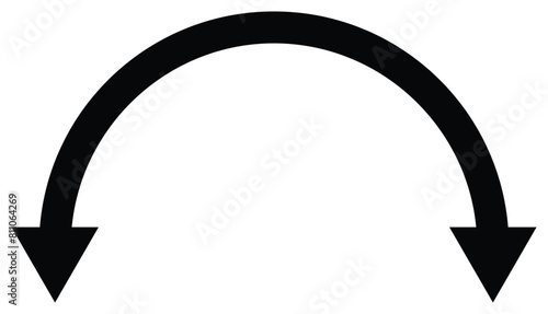 Semicircular curved thin long double ended arrow.. Replaceable vector design. Dual semi circle arrow. eps 10