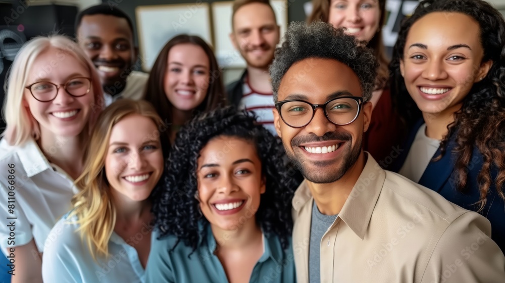 Diverse Professionals Smiling Together, Multicultural people taking group selfie portrait in the office or coffee shop, happy lifestyle and teamwork and friendship concept
Diverse Professionals Smiling Together, Multicultural people taking group selfie portrait in the office or coffee shop, happy lifestyle and teamwork and friendship concept