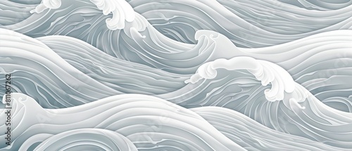 The Japanese wave template modern is a line handdrawn wave pattern background. photo