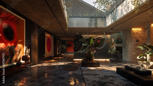 Modern villa living room design interior. Concept of relax. Minimalist Modern. Minimalist Apartment. Generate ai.