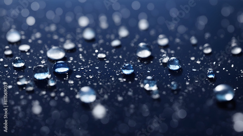 Realistic water droplets on indigo color background design wallpaper