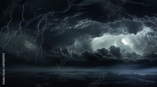 Majestic Thunderstorm Lighting Up the Night Sky with Multiple Lightning Strikes photo