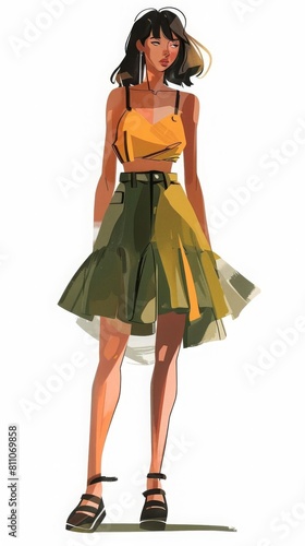 Drawing fashion designs flat design front view clothing sketches theme animation Analogous Color Scheme