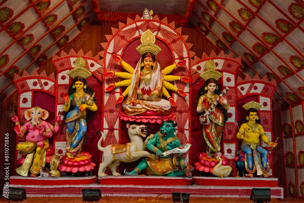 still picture of godess durga taken at the time of durga puja festival in India still picture of godess durga taken at the time of durga puja festival in India