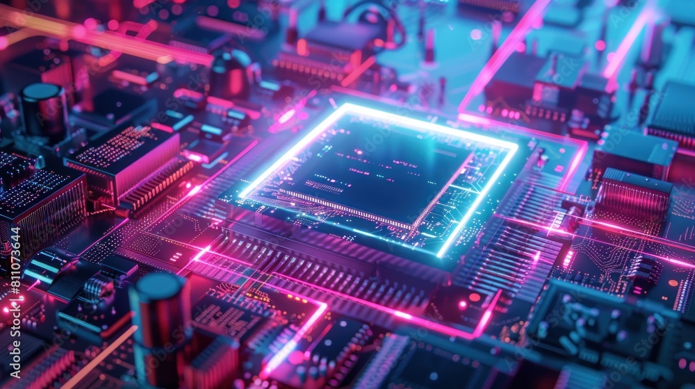 Big data analyzing and digital computing symbol hologram over working cpu in background. Futuristic 3d illustration AI generated Big data analyzing and digital computing symbol hologram over working cpu in background. Futuristic 3d illustration AI generated