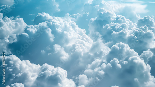 Cumulus clouds in a blue sky. Lush cumulus clouds fill a vivid blue sky, offering a perfect example of atmospheric beauty and depth. AI generative.. photo