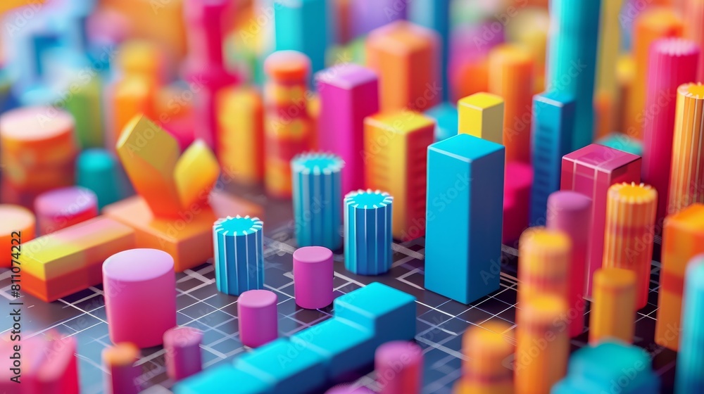 3D illustration of an abstract city made of colorful blocks. 3D illustration of an abstract city made of colorful blocks.