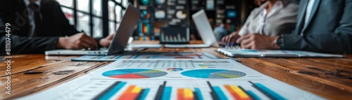LGBTQ financial advisors in a corporate meeting room, analyzing market trends and advising clients on investment strategies, using laptops and digital tablets