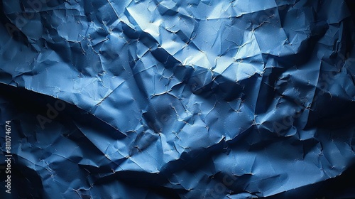   Blue paper with folded edges partially hidden under another layer of blue paper photo