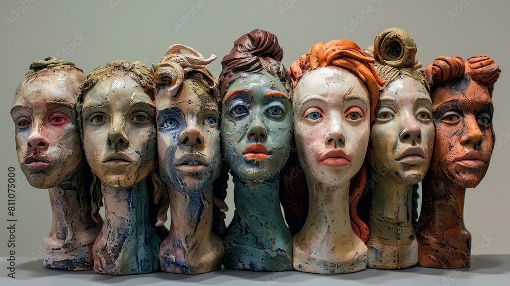 Obraz premium A group of people of different ethnicities with serious expressions on their faces.