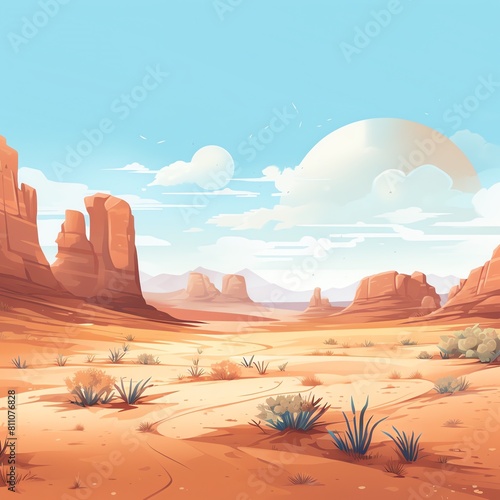 Desert expanse concept flat design side view exploration theme animation Analogous Color Scheme