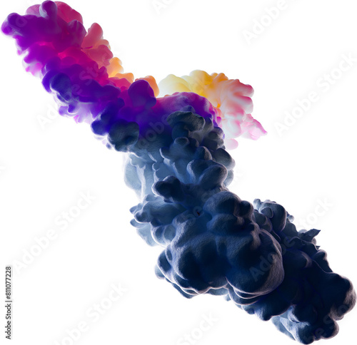 Colorful surreal smoke cloud shapes isolated on a transparent background