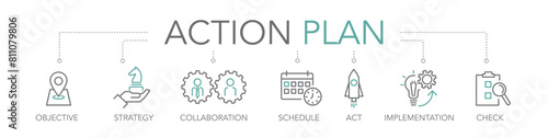 action plan - thin line two-tone icon concept