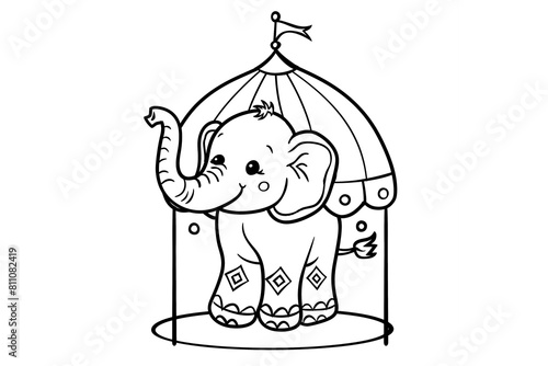 Elephant in circus for kids coloring page