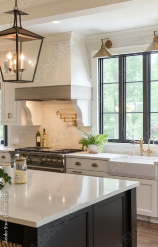 Kitchen elements such as sleek countertops, minimalist cabinets and modern appliances © AlfaSmart