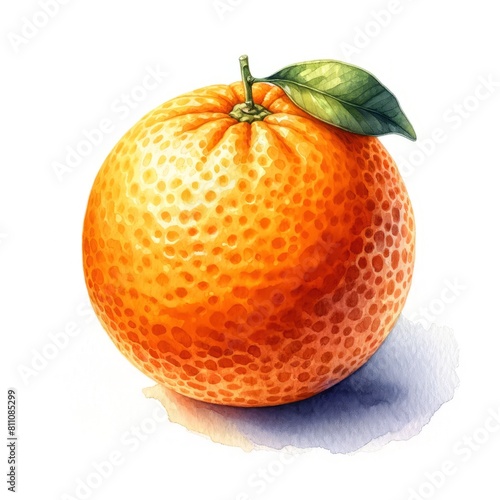 Fresh orange watercolor illustration, isolated element on white background, juicy, fresh, tropical fruit, vitamins, juice