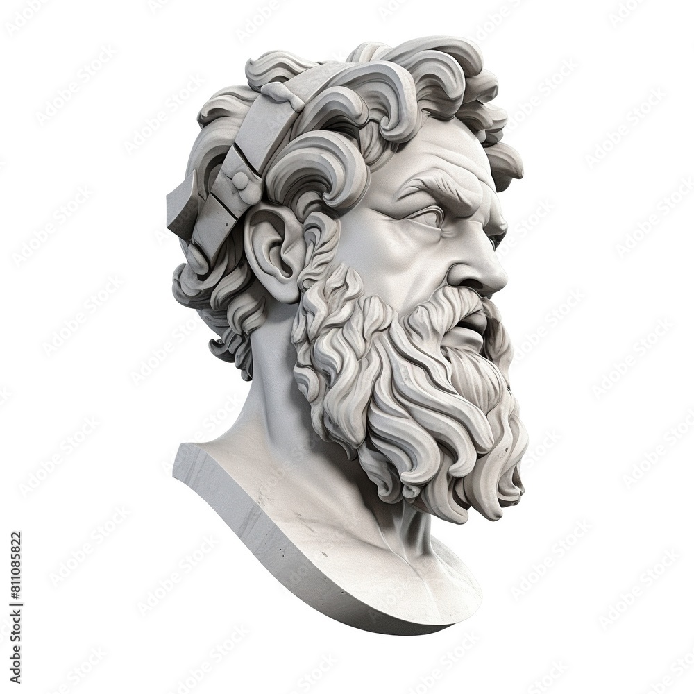 A sculpture statue of a bearded man with a beard and a crown on his head A sculpture statue of a bearded man with a beard and a crown on his head