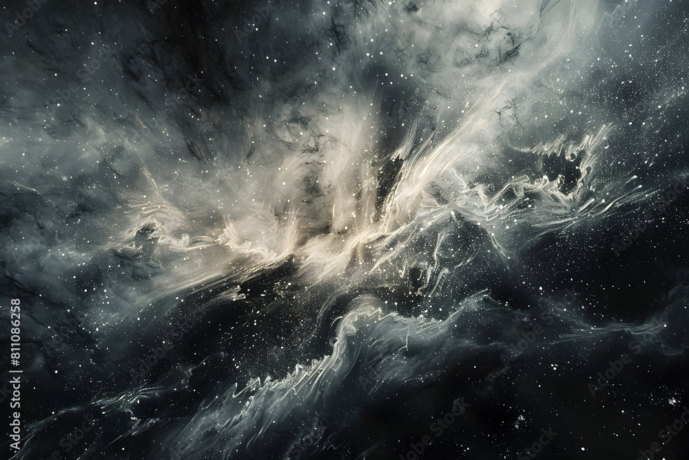 Abstract dark grey space stars and galaxy background 