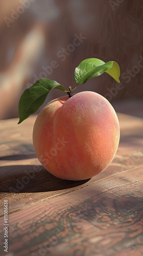 peach on a wooden table