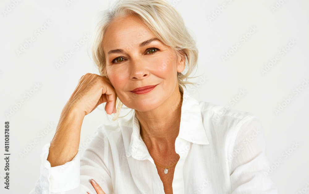 Elegant 50s Middle-Aged Woman Isolated on White
Elegant 50s Middle-Aged Woman Isolated on White