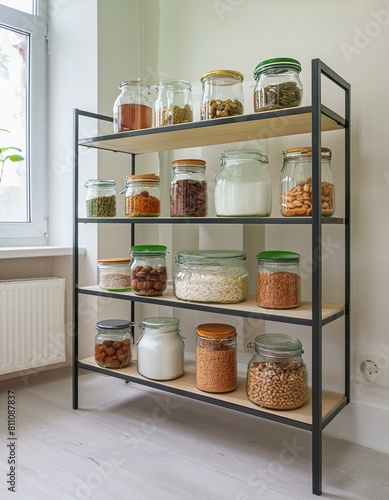 Shelf and space for storing food in the house, organizing pantry space, home interior design