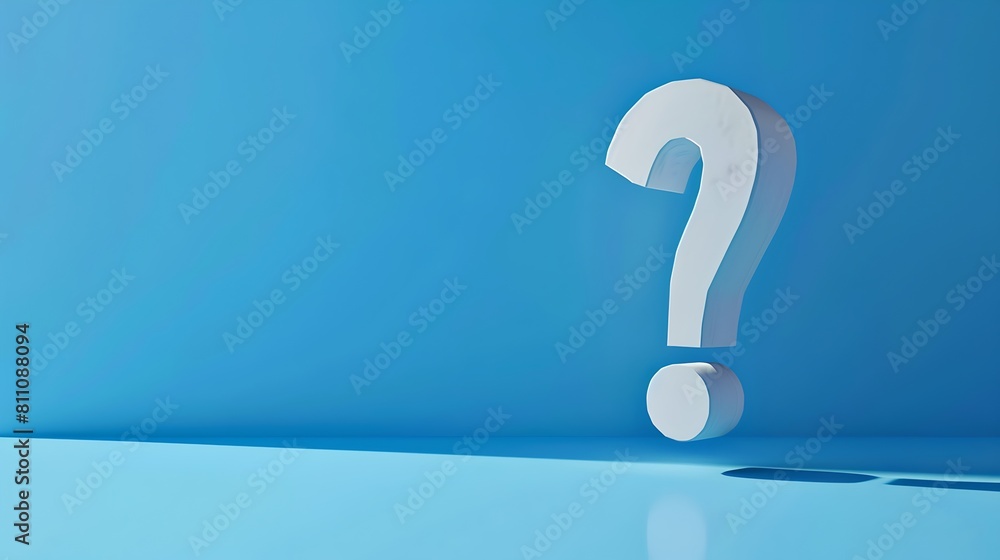 3D Rendered White Question Mark in a Minimalist Blue Setting. Concept for Curiosity, Inquiry, or Education. Simple and Clean Design. AI 3D Rendered White Question Mark in a Minimalist Blue Setting. Concept for Curiosity, Inquiry, or Education. Simple and Clean Design. AI