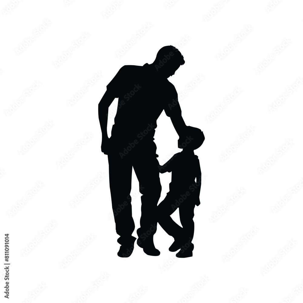Happy father's day silhouette vector. Father & son silhouette by AI generative. Happy father's day silhouette vector. Father & son silhouette by AI generative.