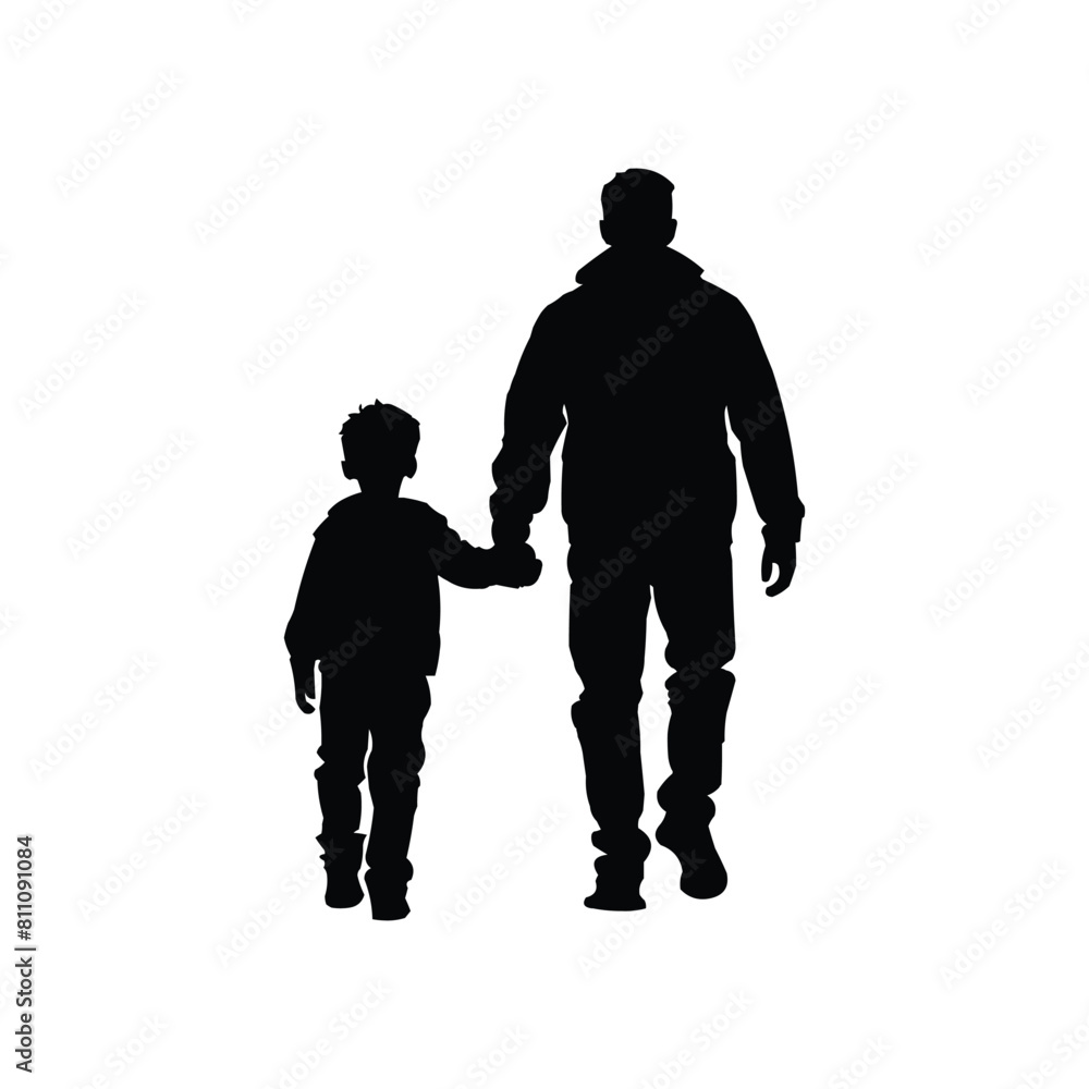 Happy father's day silhouette vector. Father & son silhouette by AI generative. Happy father's day silhouette vector. Father & son silhouette by AI generative.
