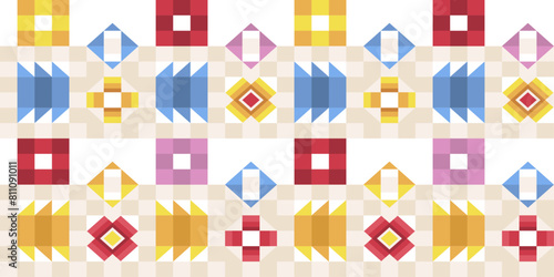 Flat design colorful geometric pattern. Colored geometric tiles.