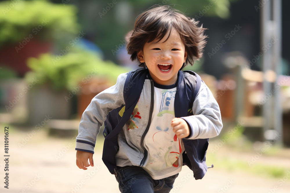 Fototapeta premium happy child is running out