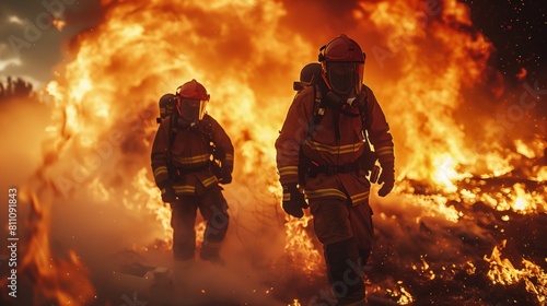 cinematic shot of greek firefighters battling with flames
