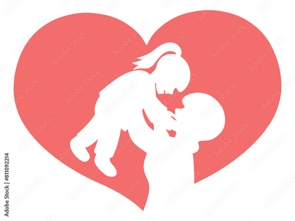 Mother Holding Daughter Heart Background Illustration Mother Holding Daughter Heart Background Illustration